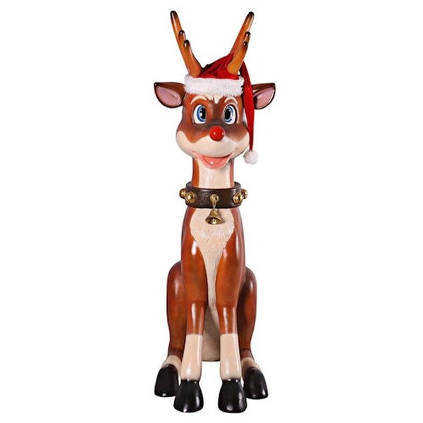 King Sized Fiberglass giant oversized red-nose reindeer sculpture statue